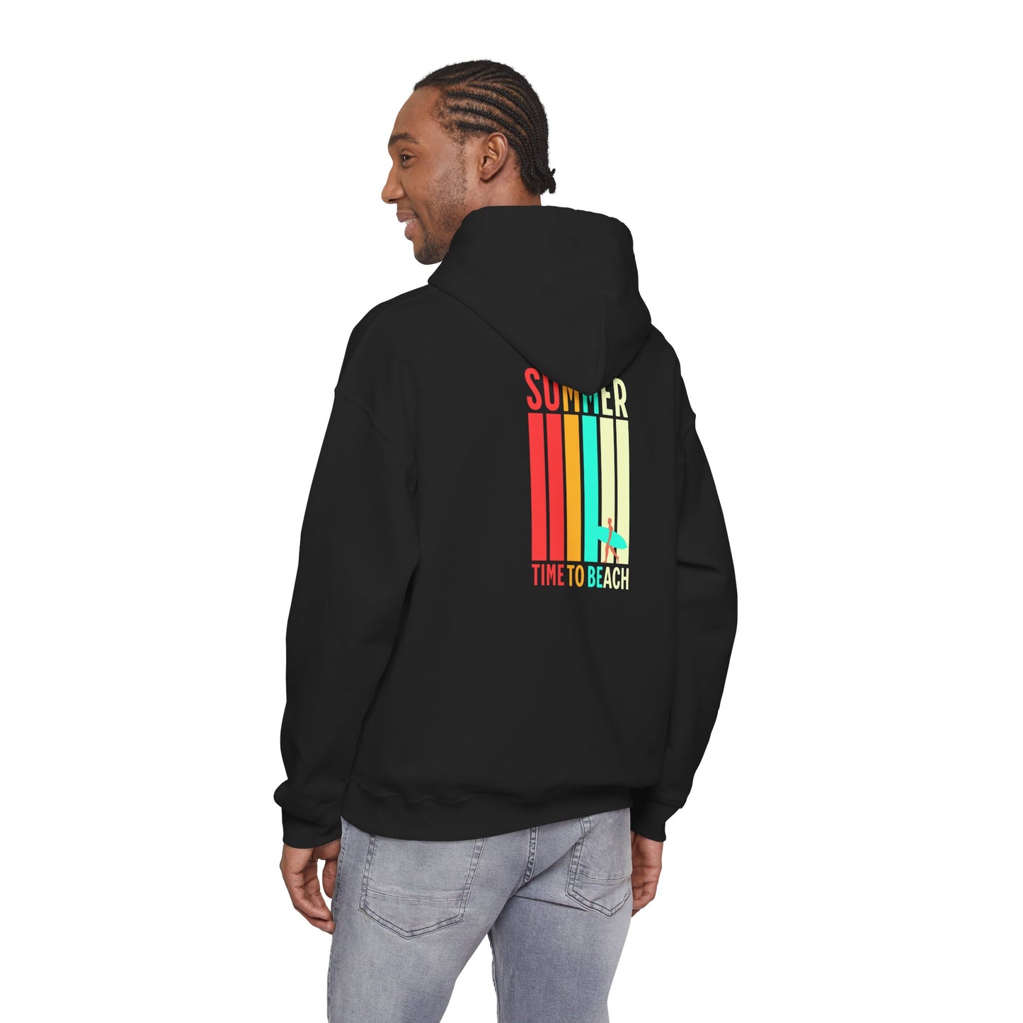 Hoodie - Retro "Summer Time to Beach" Surf Graphic Pullover