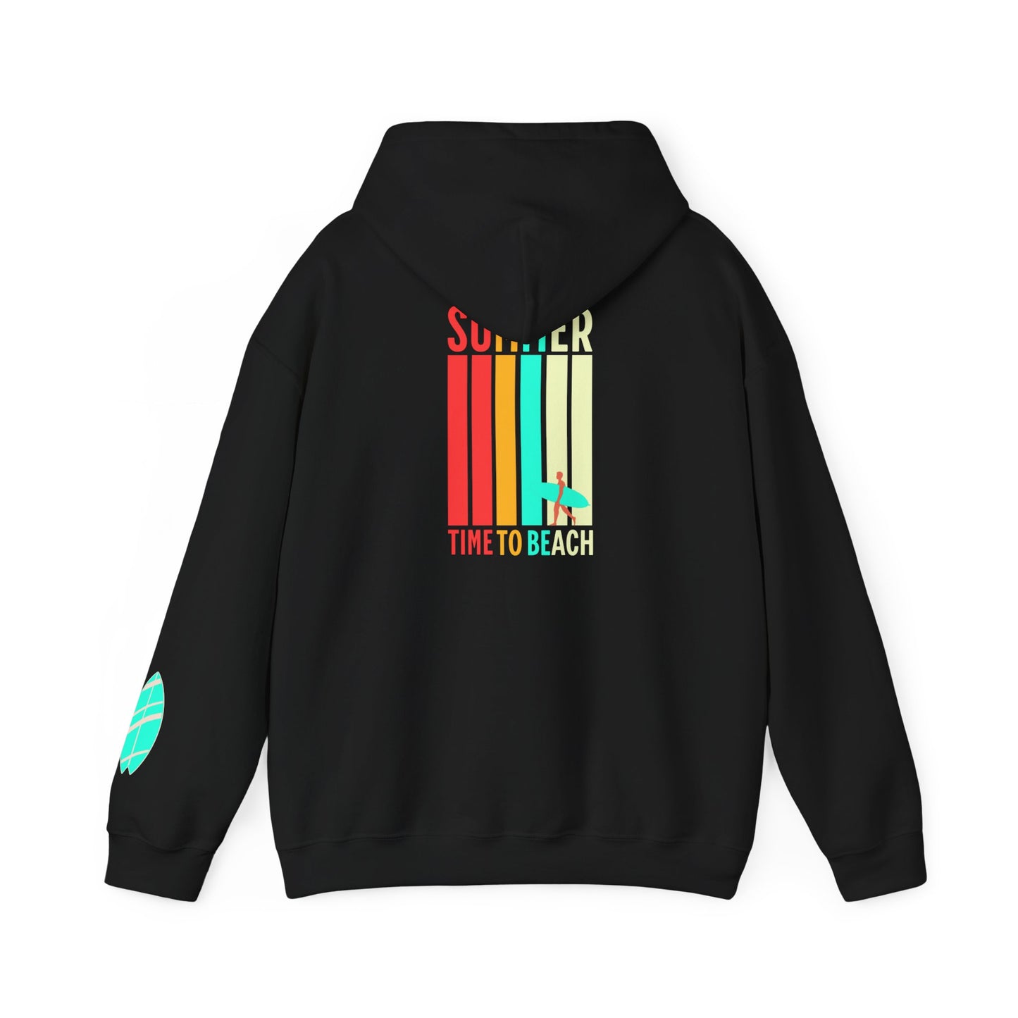 Hoodie - Retro "Summer Time to Beach" Surf Graphic Pullover
